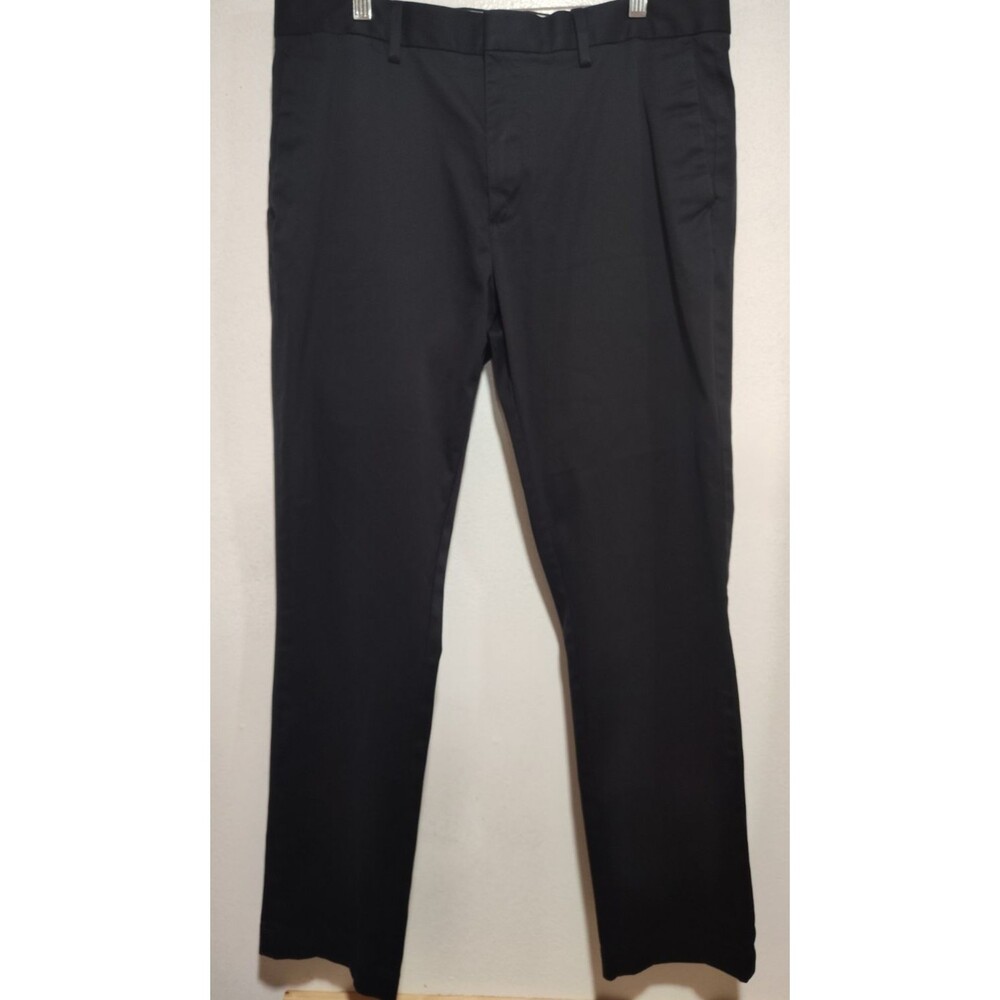 Banana Republic Men Black Cotton Blend Dress Pants Fulton Skinny Fit Size 35/32
